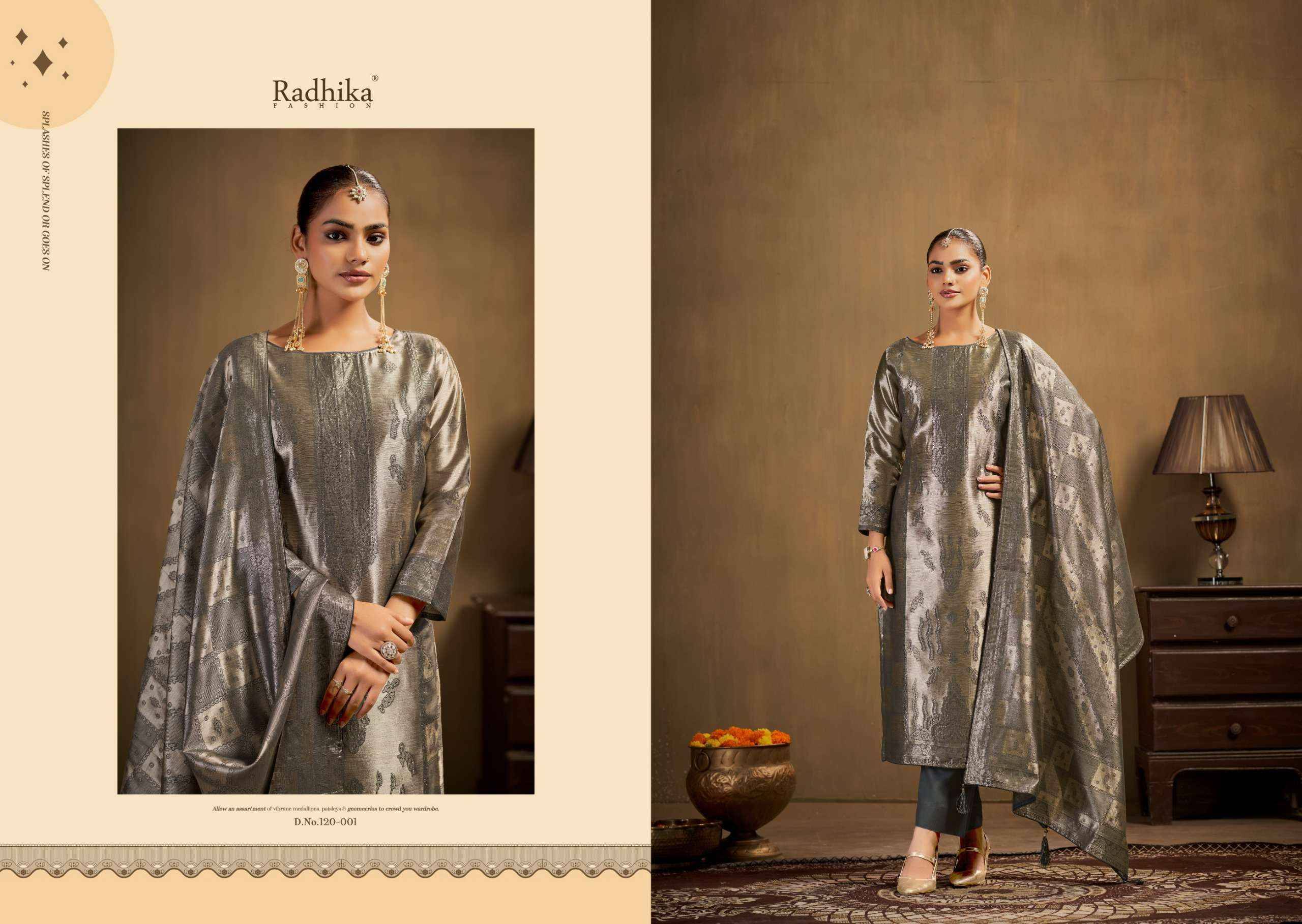 Radhika Fashion Azara Advance Banarashi Adah Vol 1 Jacquard Salwar Suit _ Surat Wholesalers 6 Pcs Catalog  