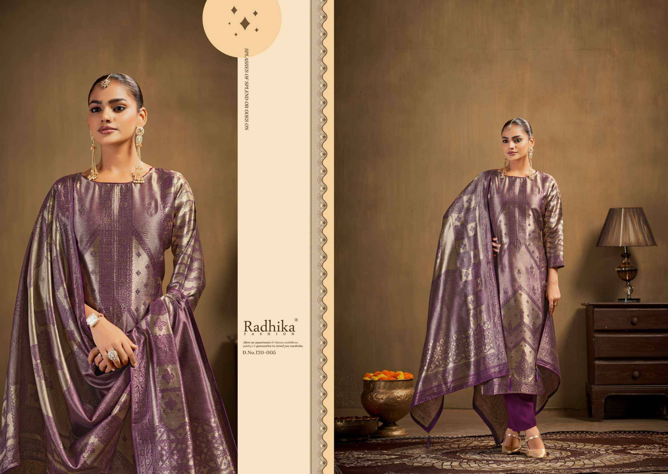 Radhika Fashion Azara Advance Banarashi Adah Vol 1 Jacquard Salwar Suit _ Surat Wholesalers 6 Pcs Catalog  