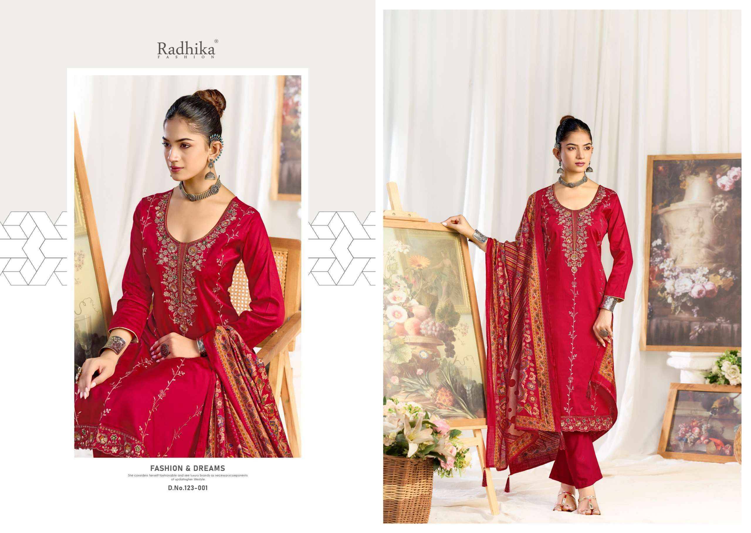 Radhika Fashion Azara Zeenat Jam Cotton Dress Material 6 pcs Catalogue