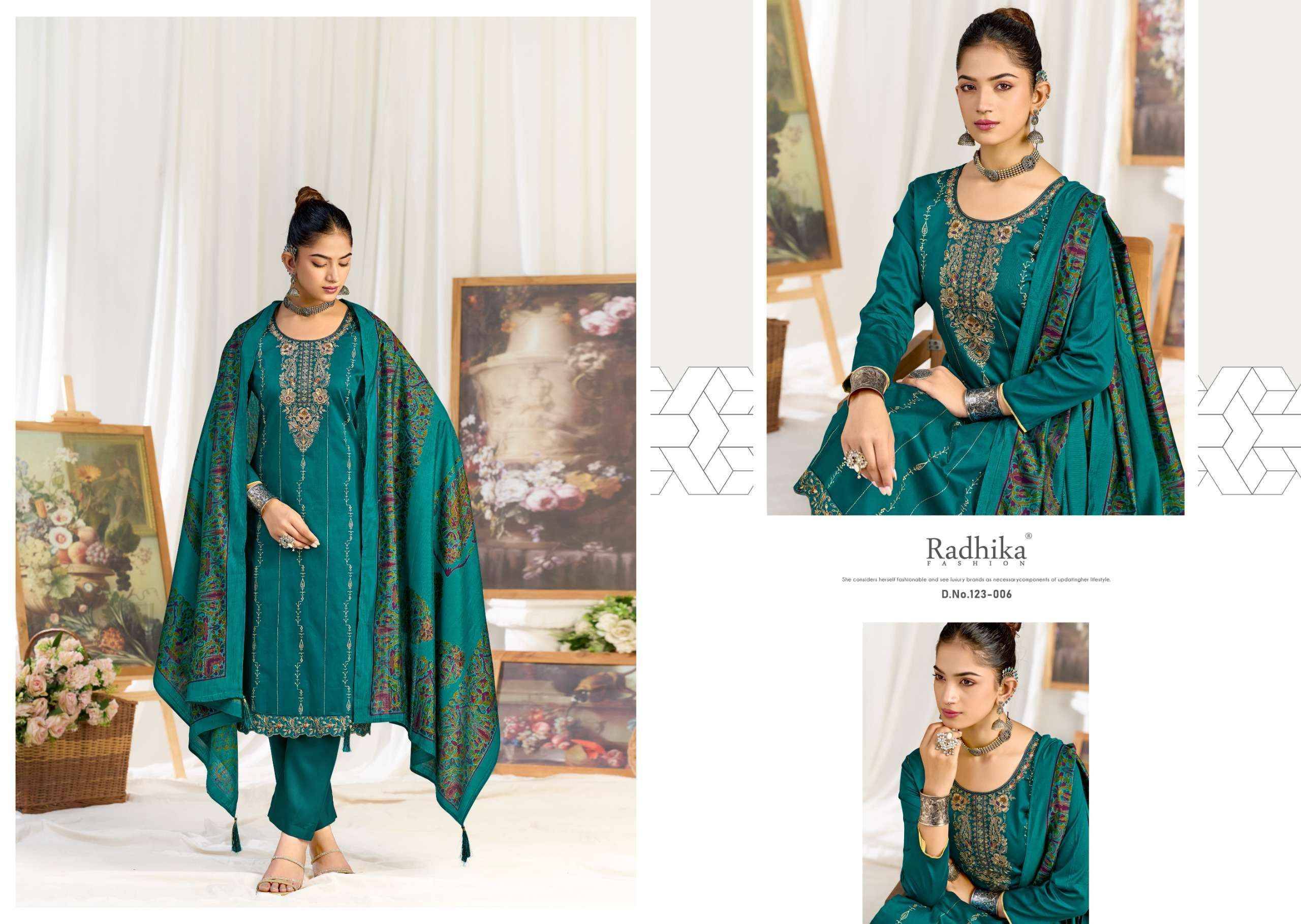 Radhika Fashion Azara Zeenat Jam Cotton Dress Material 6 pcs Catalogue