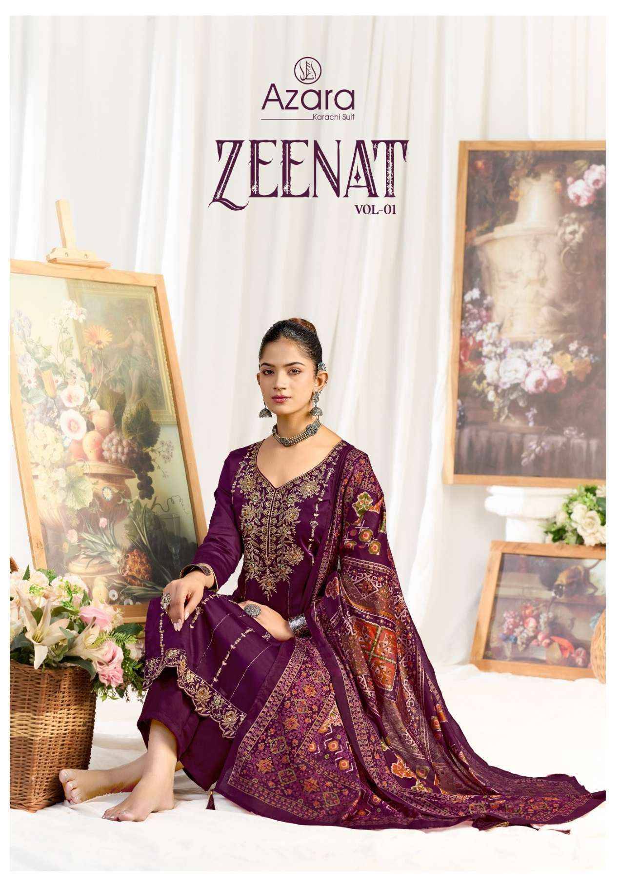 Radhika Fashion Azara Zeenat Jam Cotton Dress Material 6 pcs Catalogue