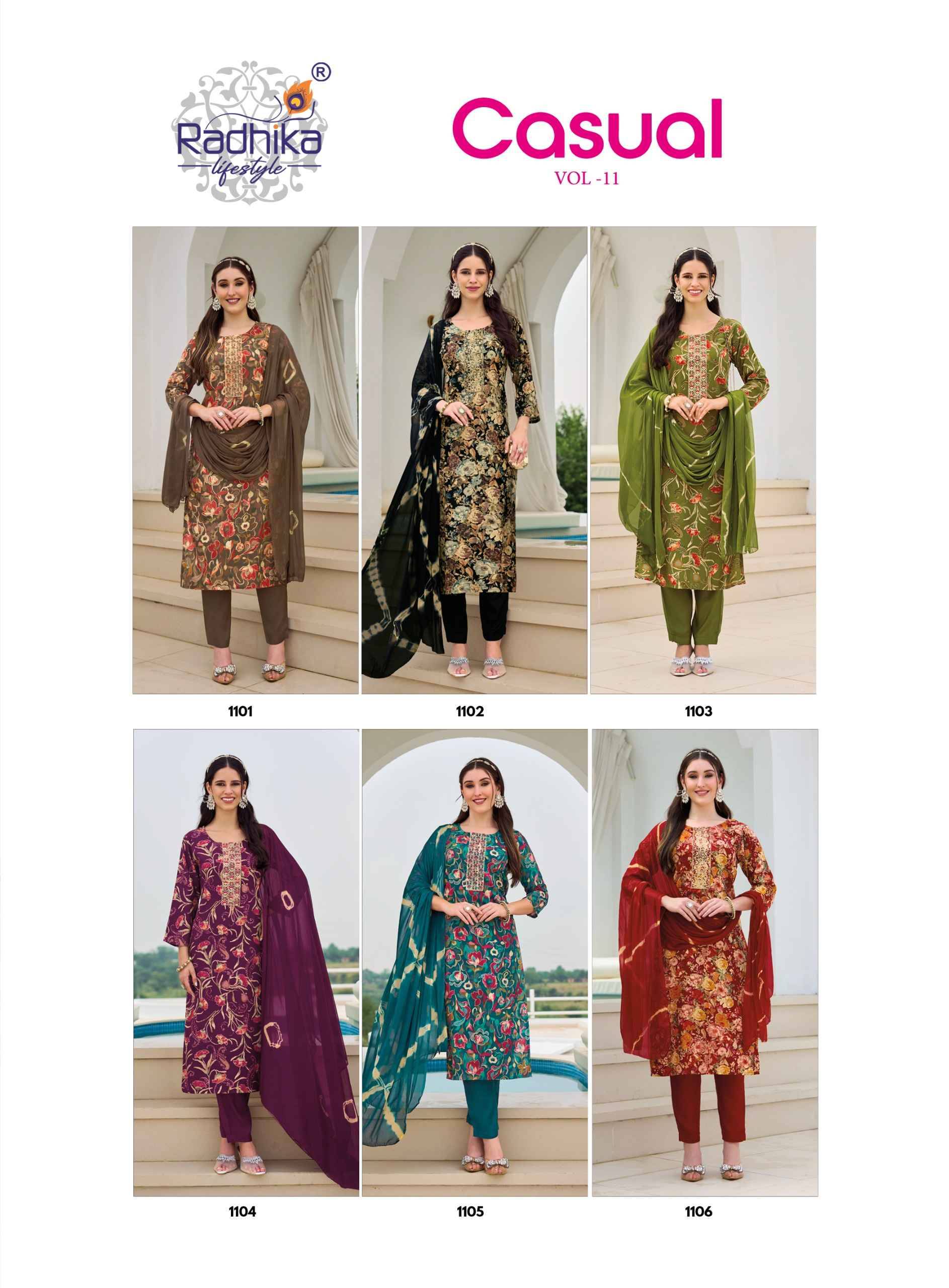 Radhika Lifestyle Casual Vol 11 Reyon Kurti Combo 6 pcs Catalog | Wholesale Surat
