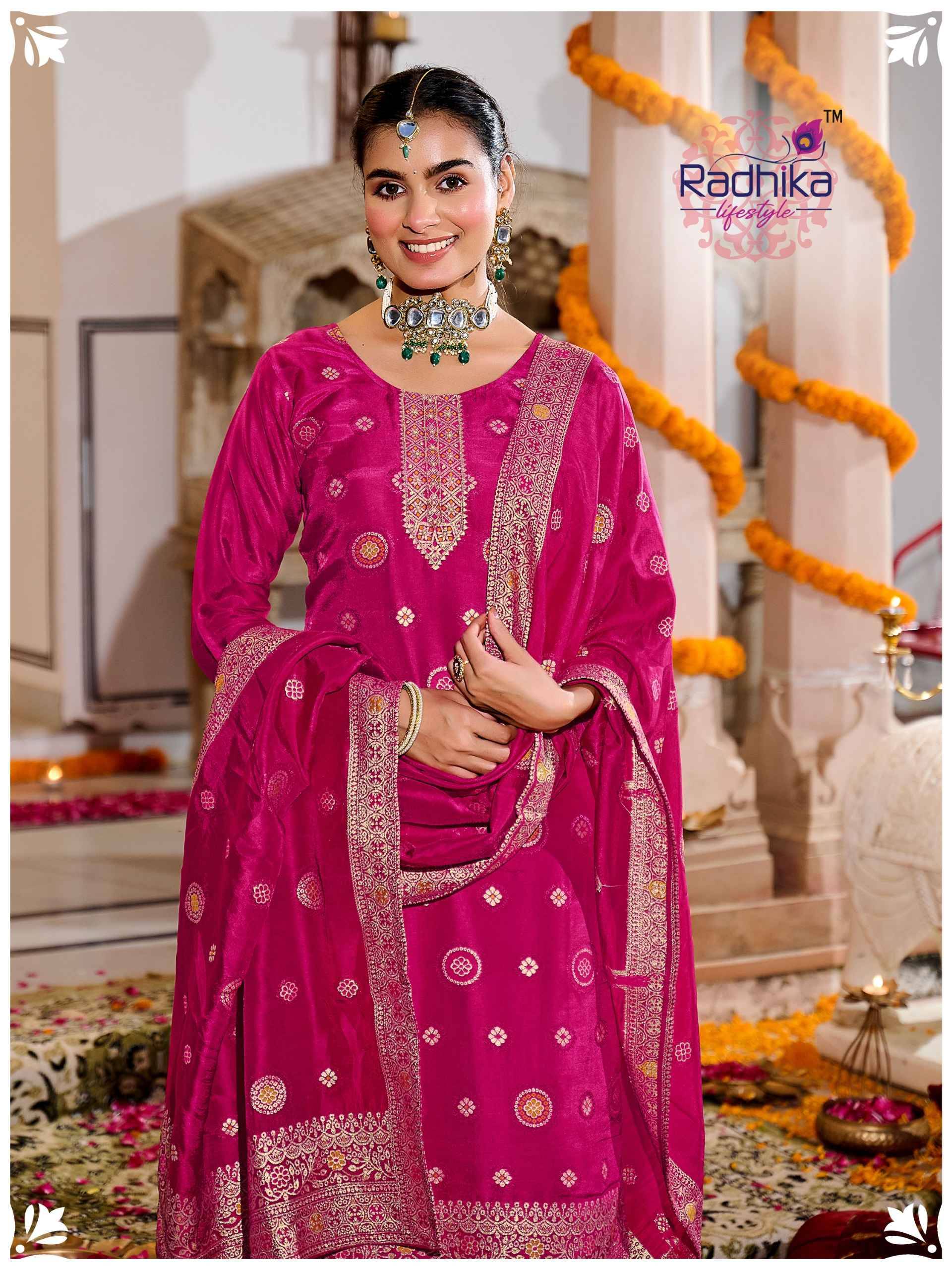 Radhika Lifestyle Festive Vol 1 Dola Silk Jacquard Kurti Set 4 pcs Catalogue