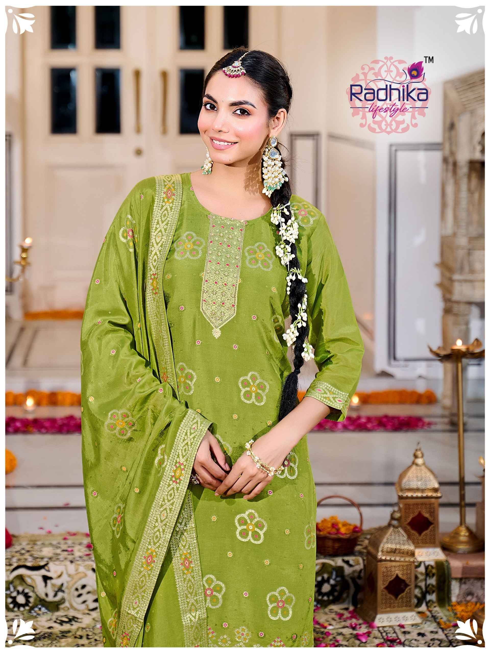 Radhika Lifestyle Festive Vol 1 Dola Silk Jacquard Kurti Set 4 pcs Catalogue