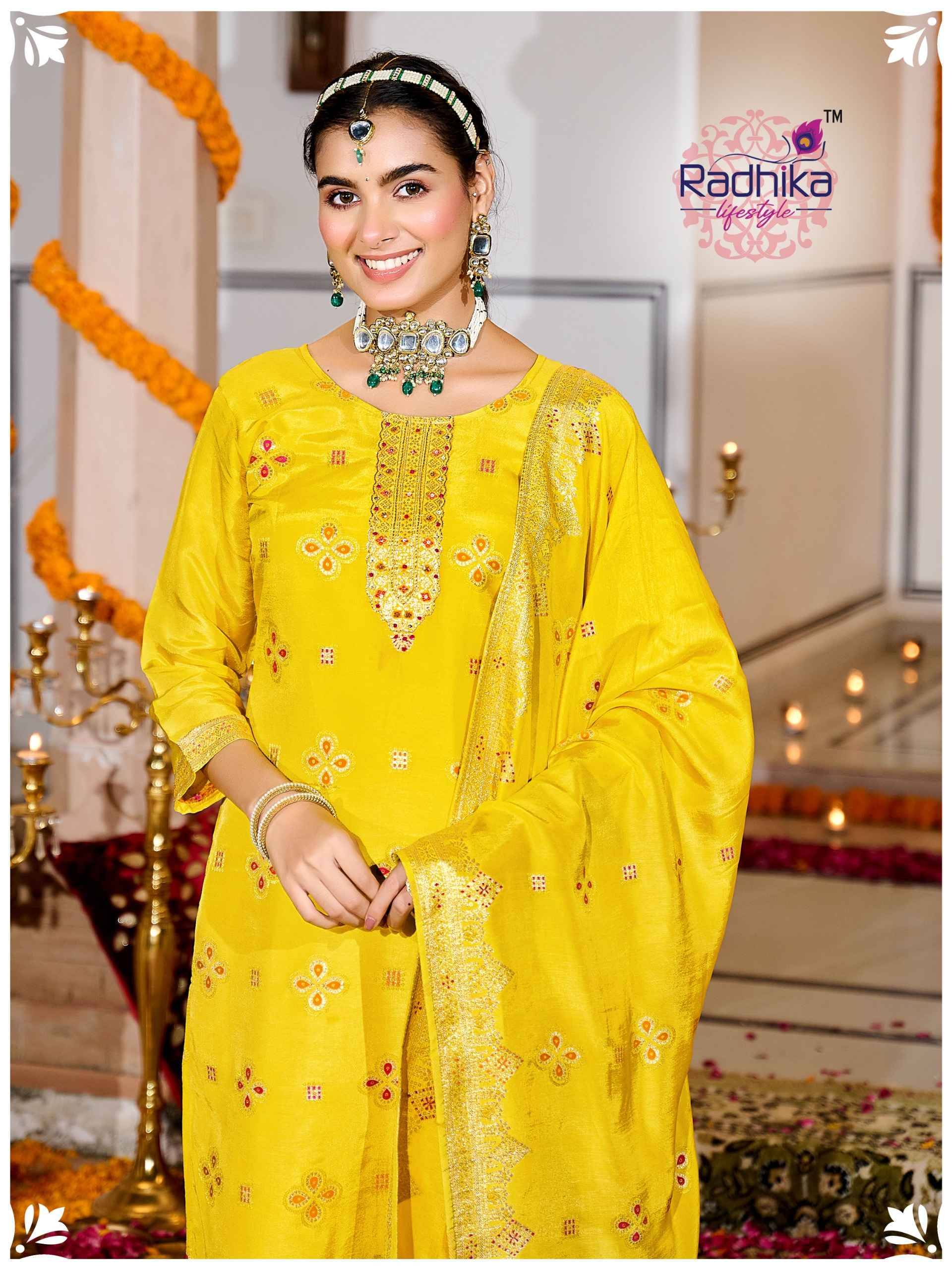 Radhika Lifestyle Festive Vol 1 Dola Silk Jacquard Kurti Set 4 pcs Catalogue