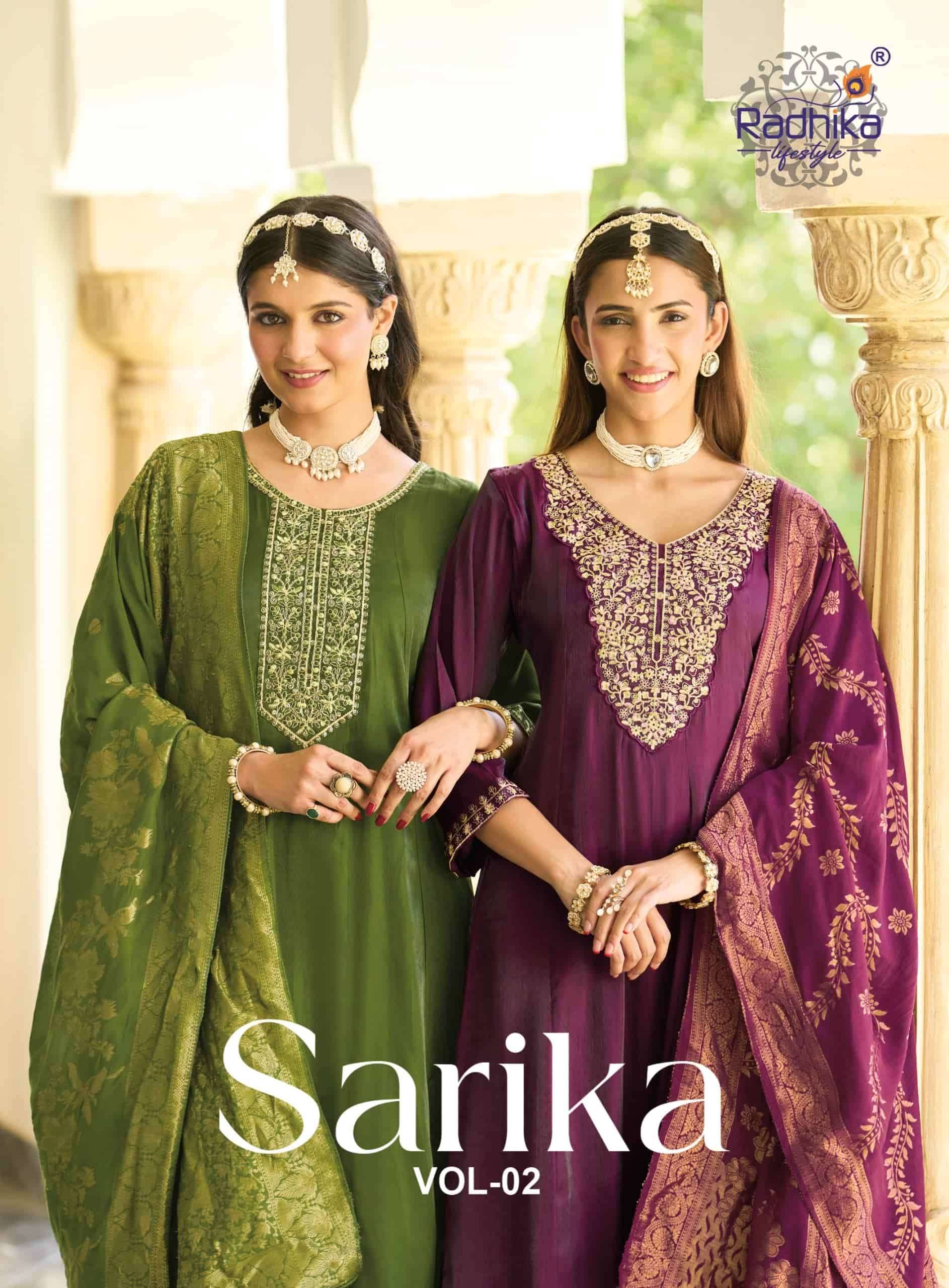 Radhika Lifestyle Sarika Vol 2 Roman Silk Anarkali Suits 7Pcs Catalog | Wholesale Market