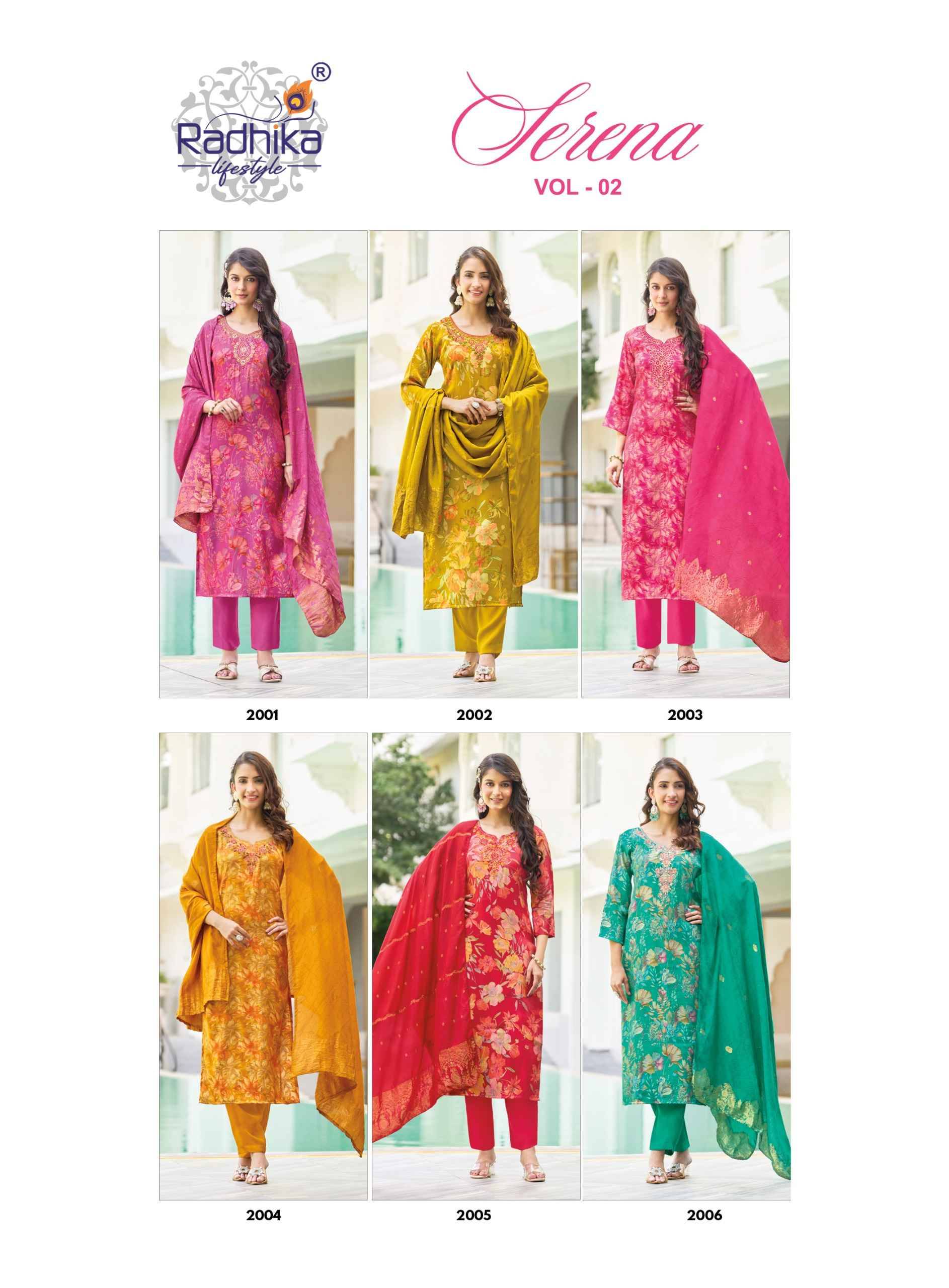Radhika Lifestyle Serena Vol 2 Roman Glass Kurti Combo 6 pcs Catalog