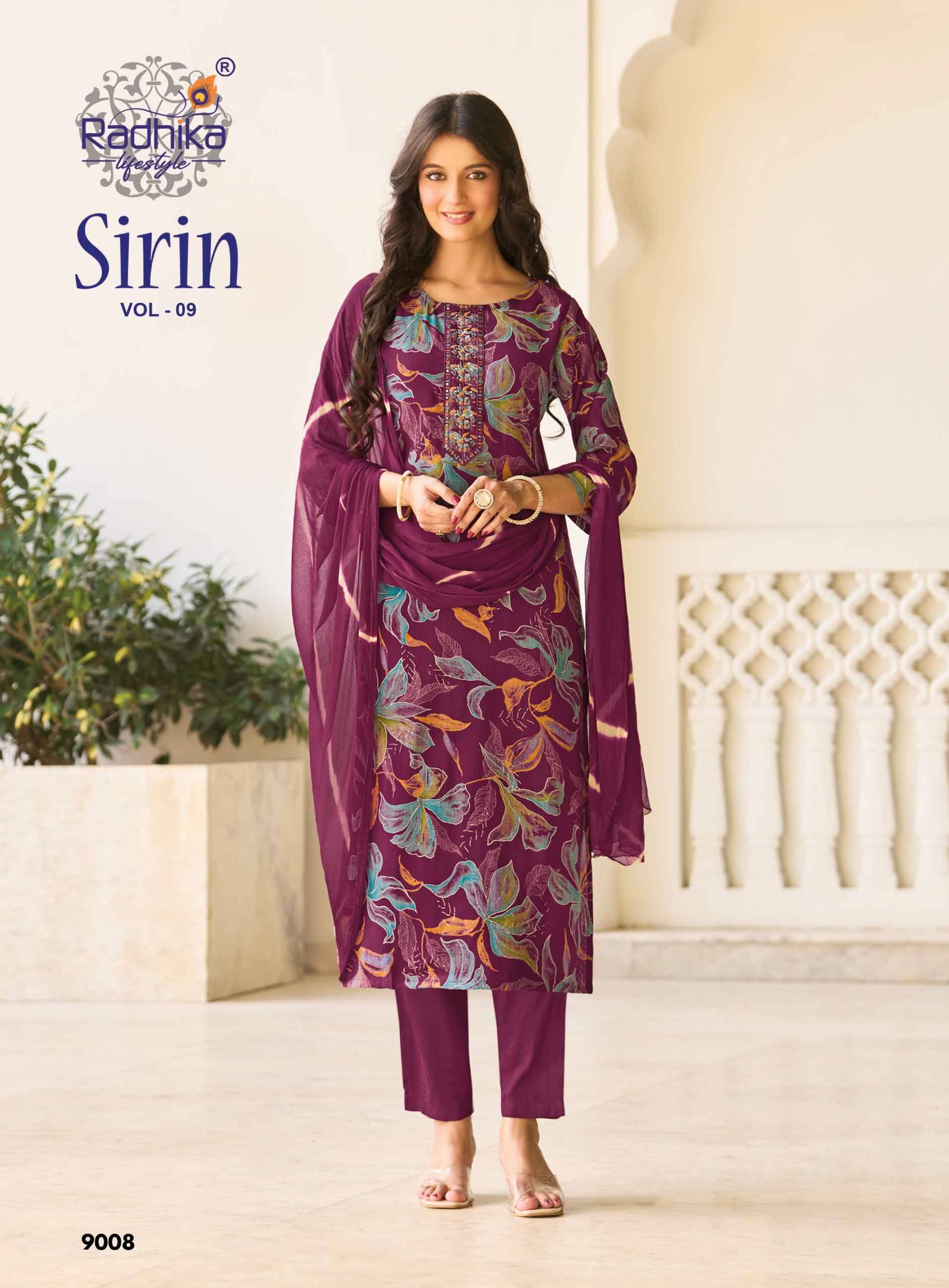 Radhika Lifestyle Sirin Vol 9 Vertican Foil Readymade Suits 8 pcs Catalog | Wholesale Kurti market