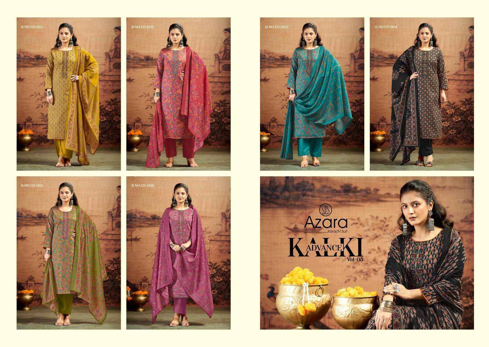 Radhika Radhika Fashion Kalki Advance Vol 5 Jam Satin Dress Material 6 pcs Catalogue