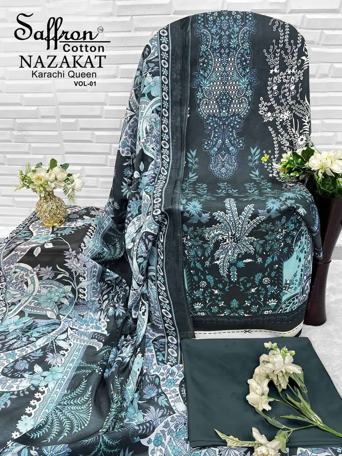 Saffron Cotton Nazakat Karachi Queen Vol 1 Soft Cotton Dress Catalog  