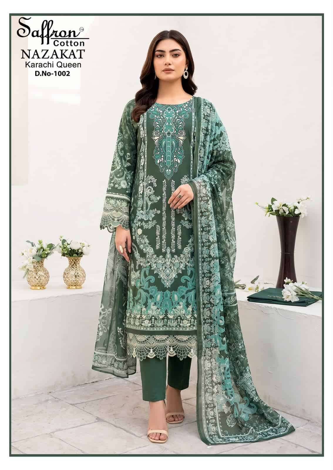 Saffron Cotton Nazakat Karachi Queen Vol 1 Soft Cotton Dress Catalog  