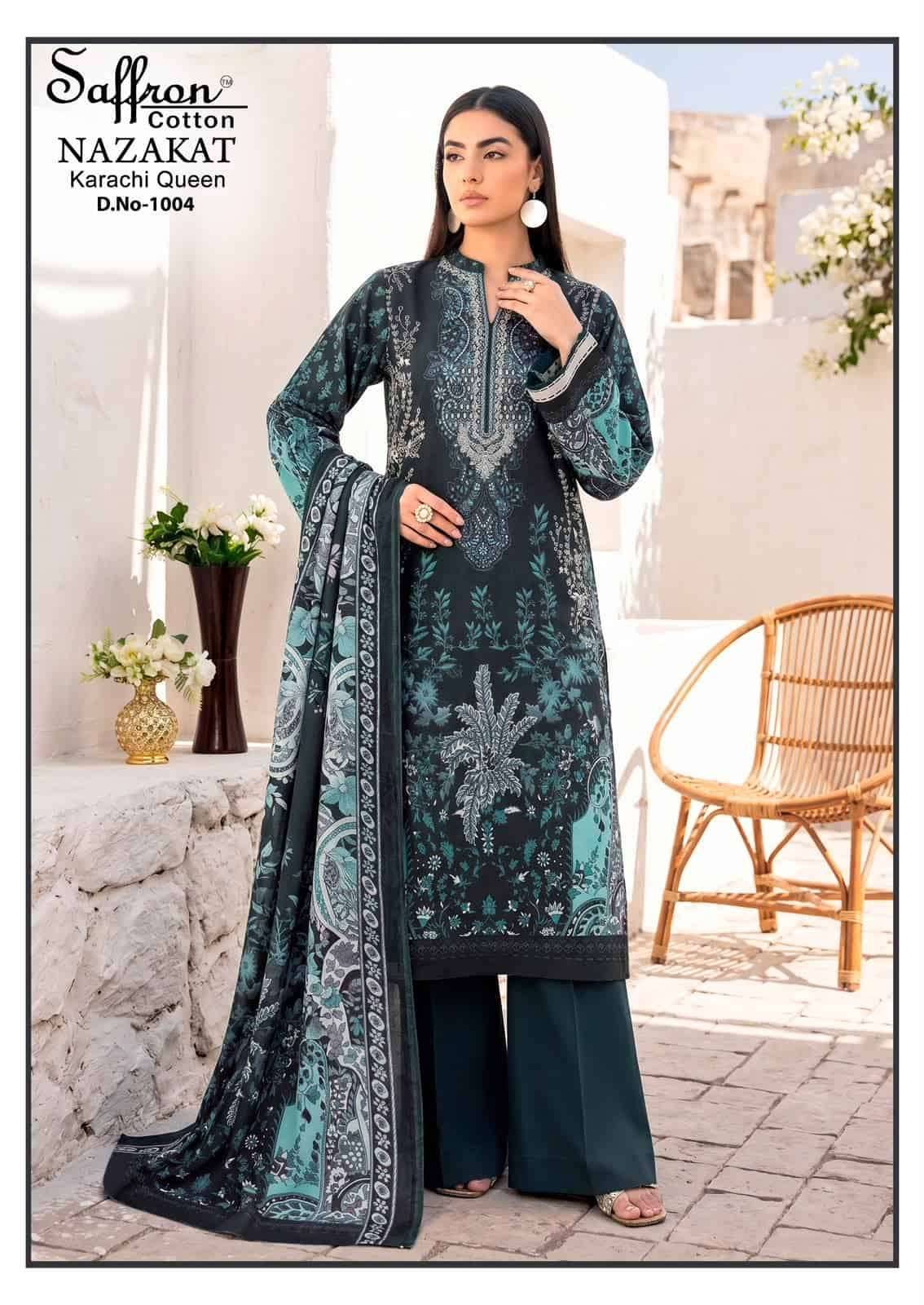 Saffron Cotton Nazakat Karachi Queen Vol 1 Soft Cotton Dress Catalog  