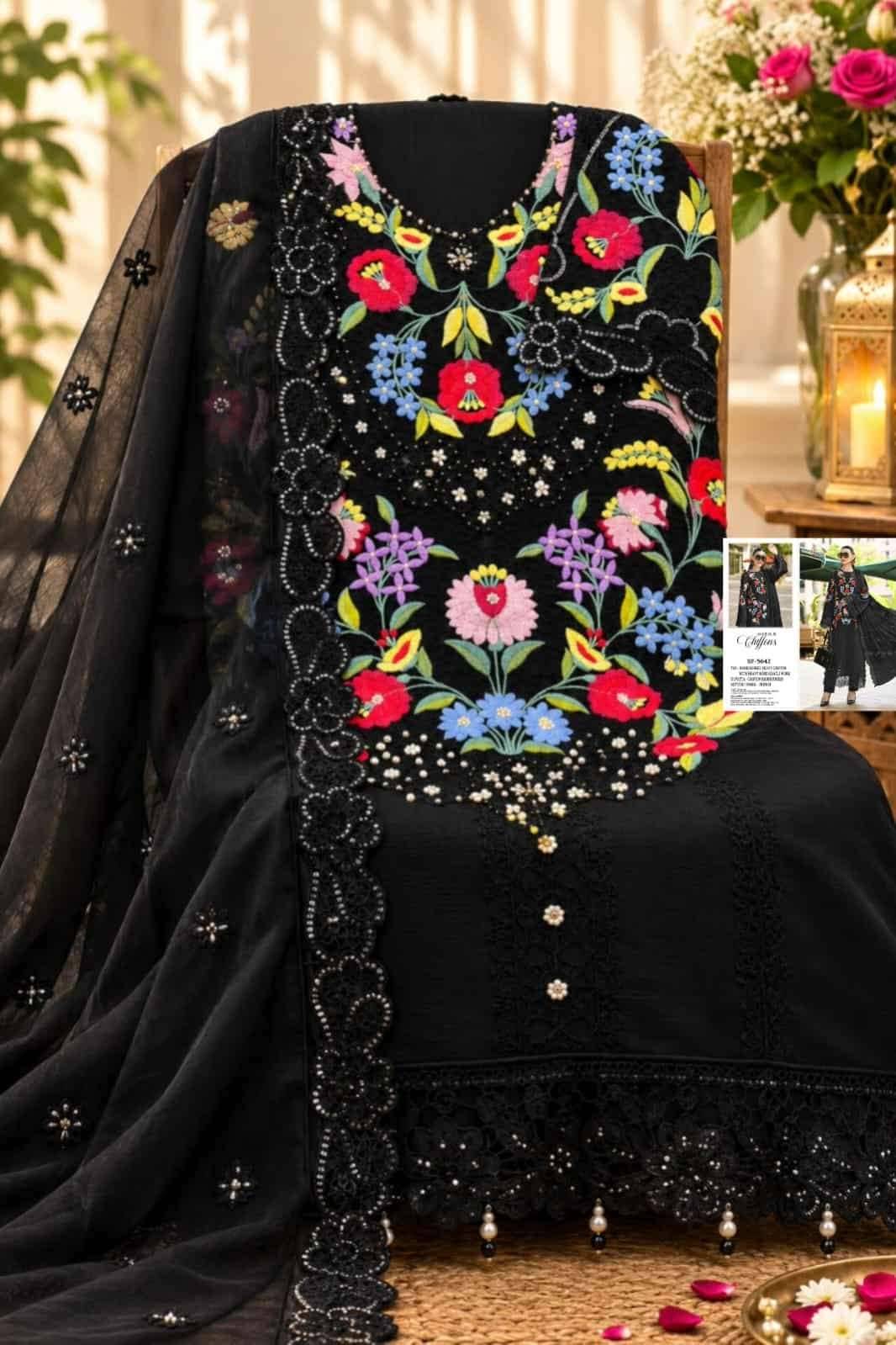 Shree Fabs Sf 5642 Abcd Heavy Chiffon Pakistani Salwar Kameez _ Surat Wholesale Market 2 Pcs Catalog 