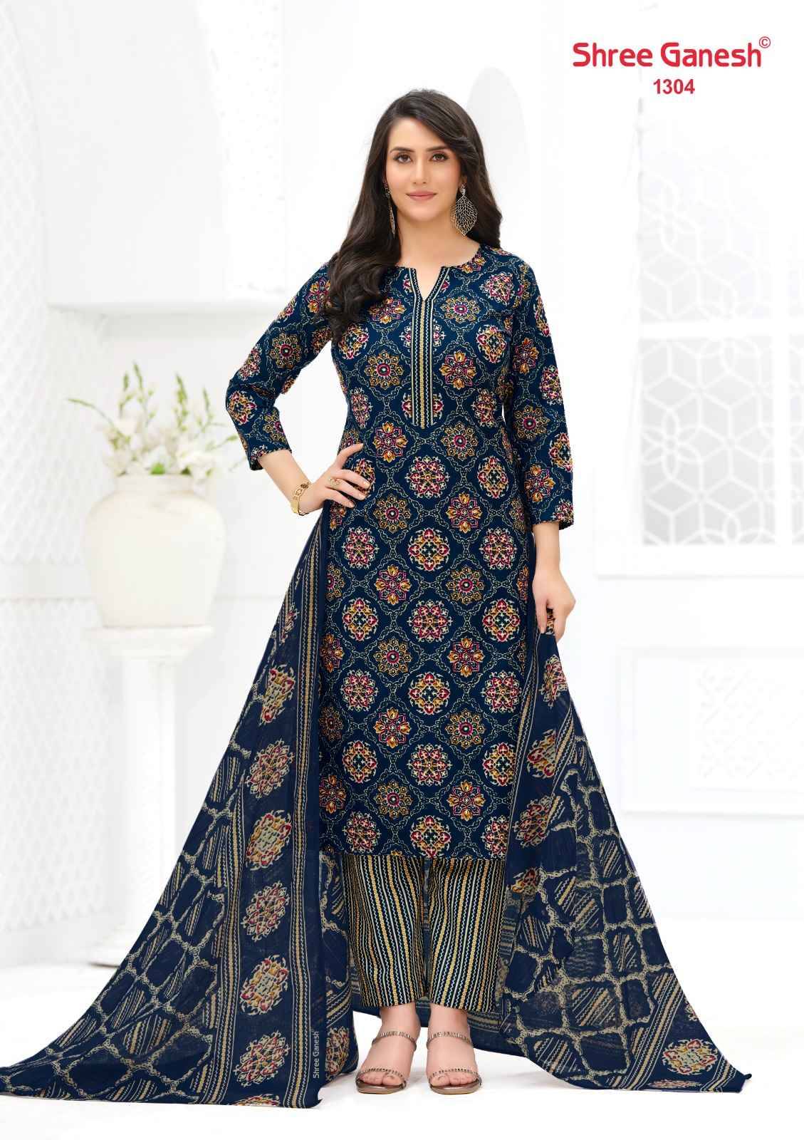 Shree Ganesh Ajrak Vol 3 Readymade Cotton Suits 12 pcs Catalog | Wholesale Surat Market