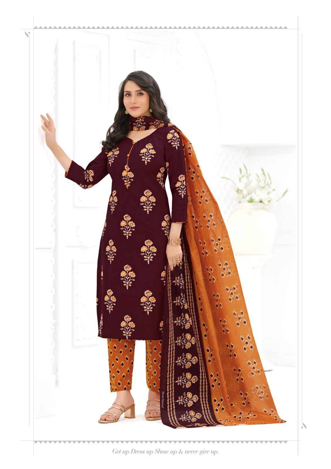 Shree Ganesh Ajrak Vol 3 Readymade Cotton Suits 12 pcs Catalog | Wholesale Surat Market