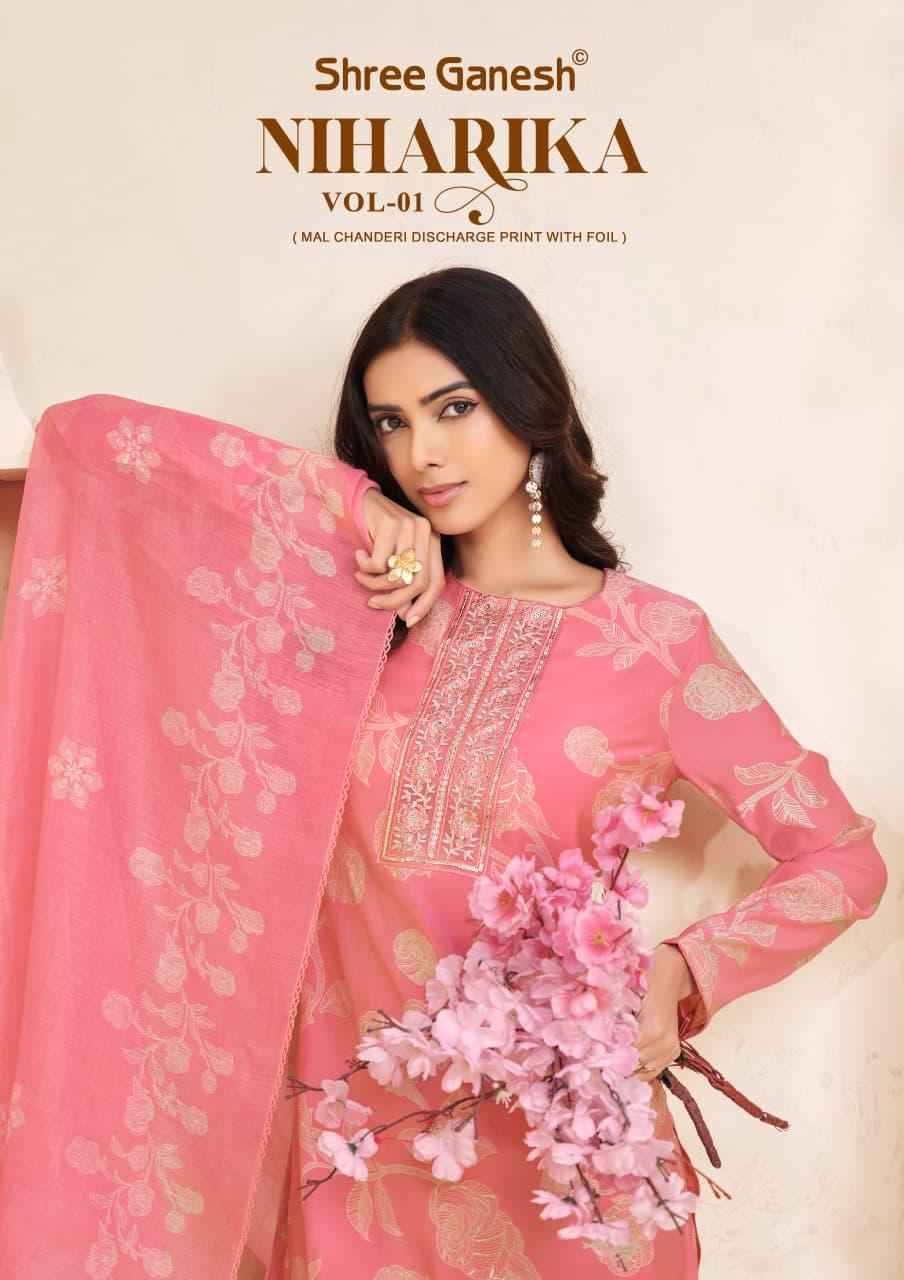 Shree Ganesh Niharika Vol 1 Mal Chanderi Readymade Suits 10 pcs catalog