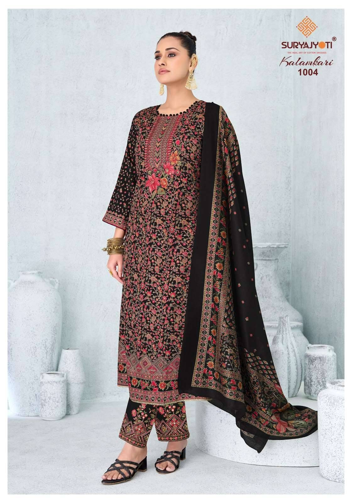 Suryajyoti Kalamkari Vol 1 Pure Jam Satin Salwar Suit _ Surat Wholesale Market 6 Pcs Catalog 