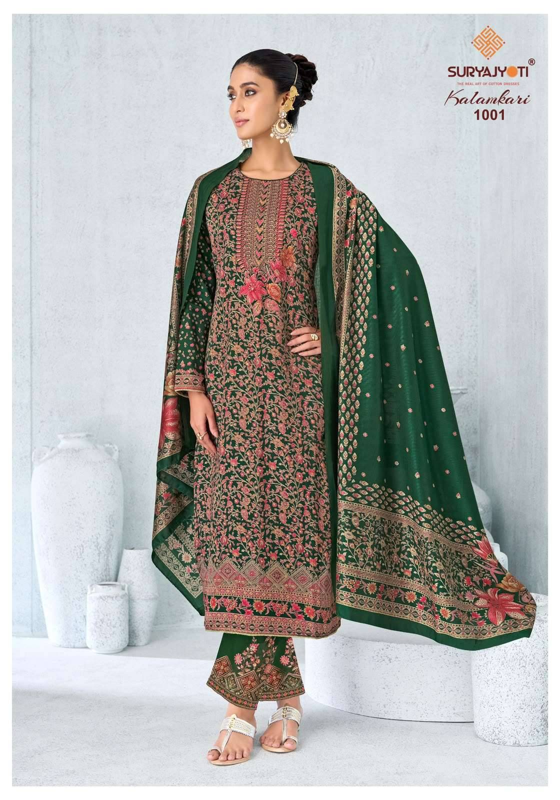 Suryajyoti Kalamkari Vol 1 Pure Jam Satin Salwar Suit _ Surat Wholesale Market 6 Pcs Catalog 