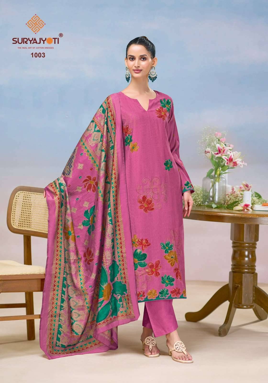 Suryajyoti Khyati Vol 1 Pure Roman Dress Material 5 Pcs Catatlog
