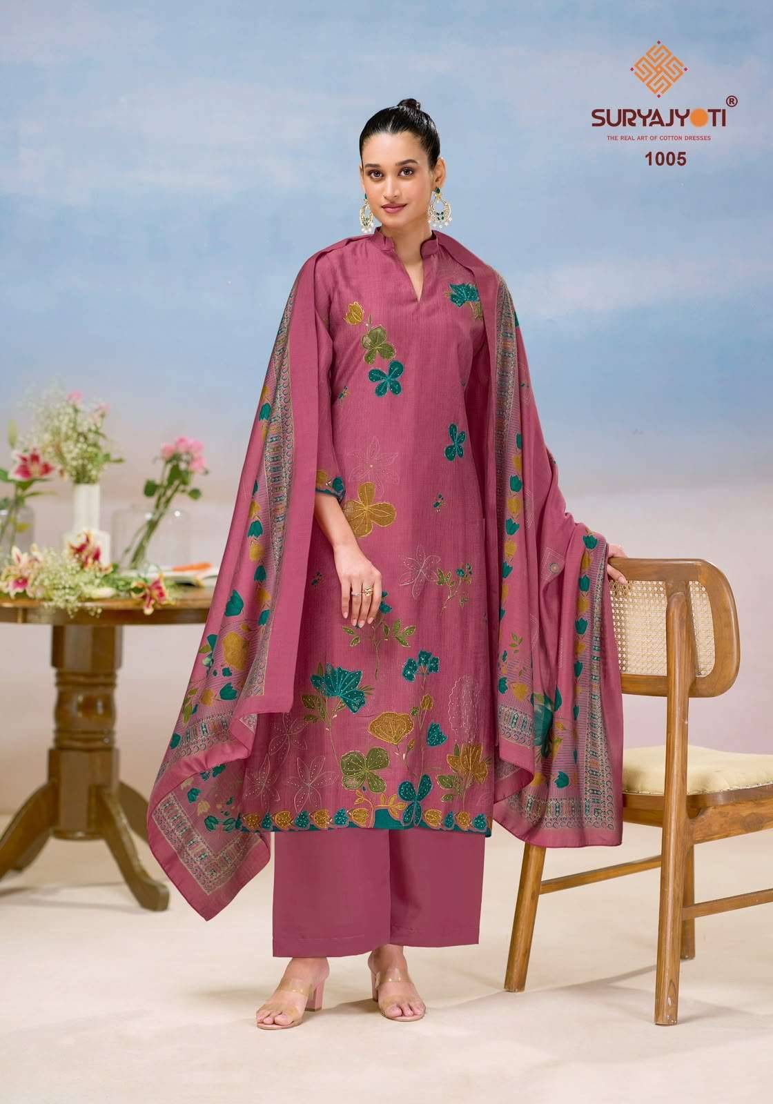 Suryajyoti Khyati Vol 1 Pure Roman Dress Material 5 Pcs Catatlog