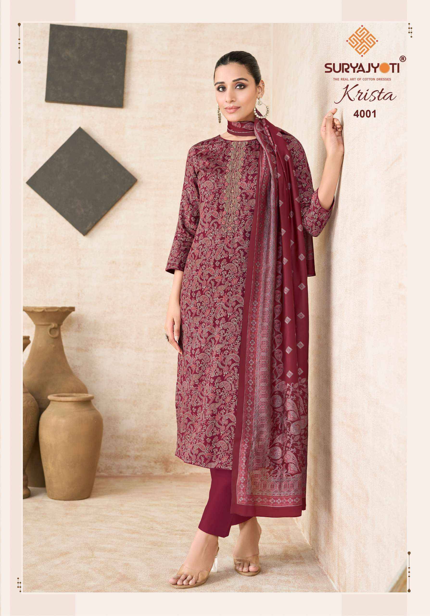 Suryajyoti Krista Vol 4 Jam Satin Dress Material 6 pcs Catalog | Surat Wholesale Market