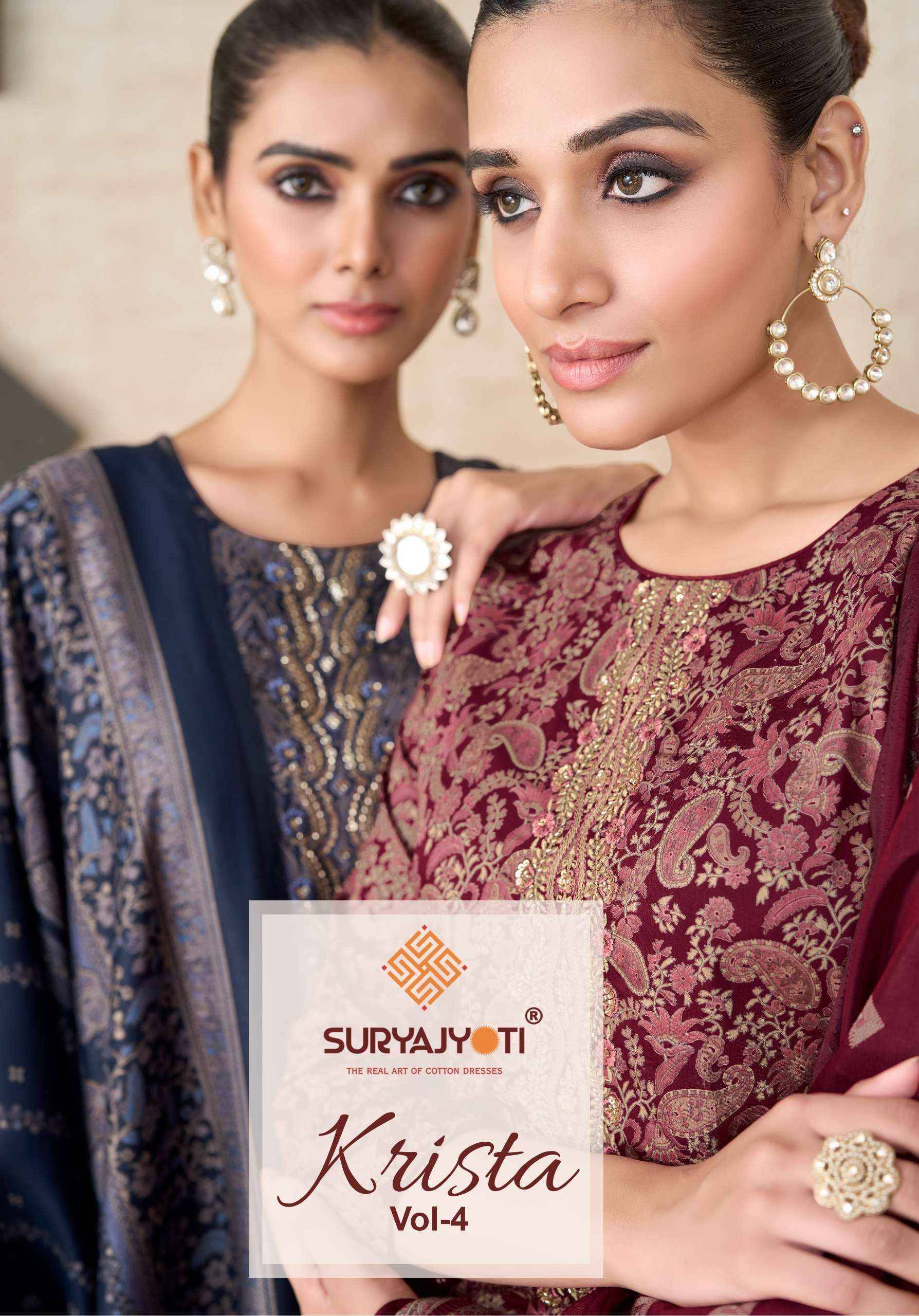Suryajyoti Krista Vol 4 Jam Satin Dress Material 6 pcs Catalog | Surat Wholesale Market