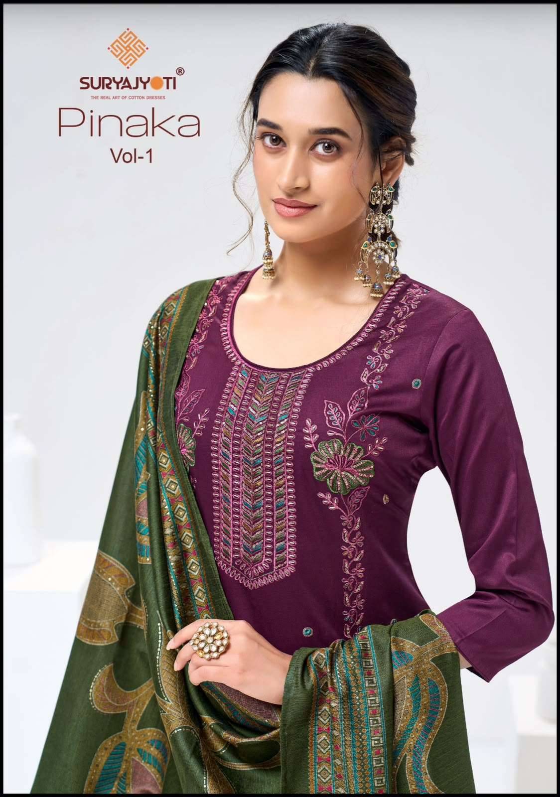 Suryajyoti Pinaka Vol 1 Heavy Zam Satin Dress Material 6 Pcs Catalog