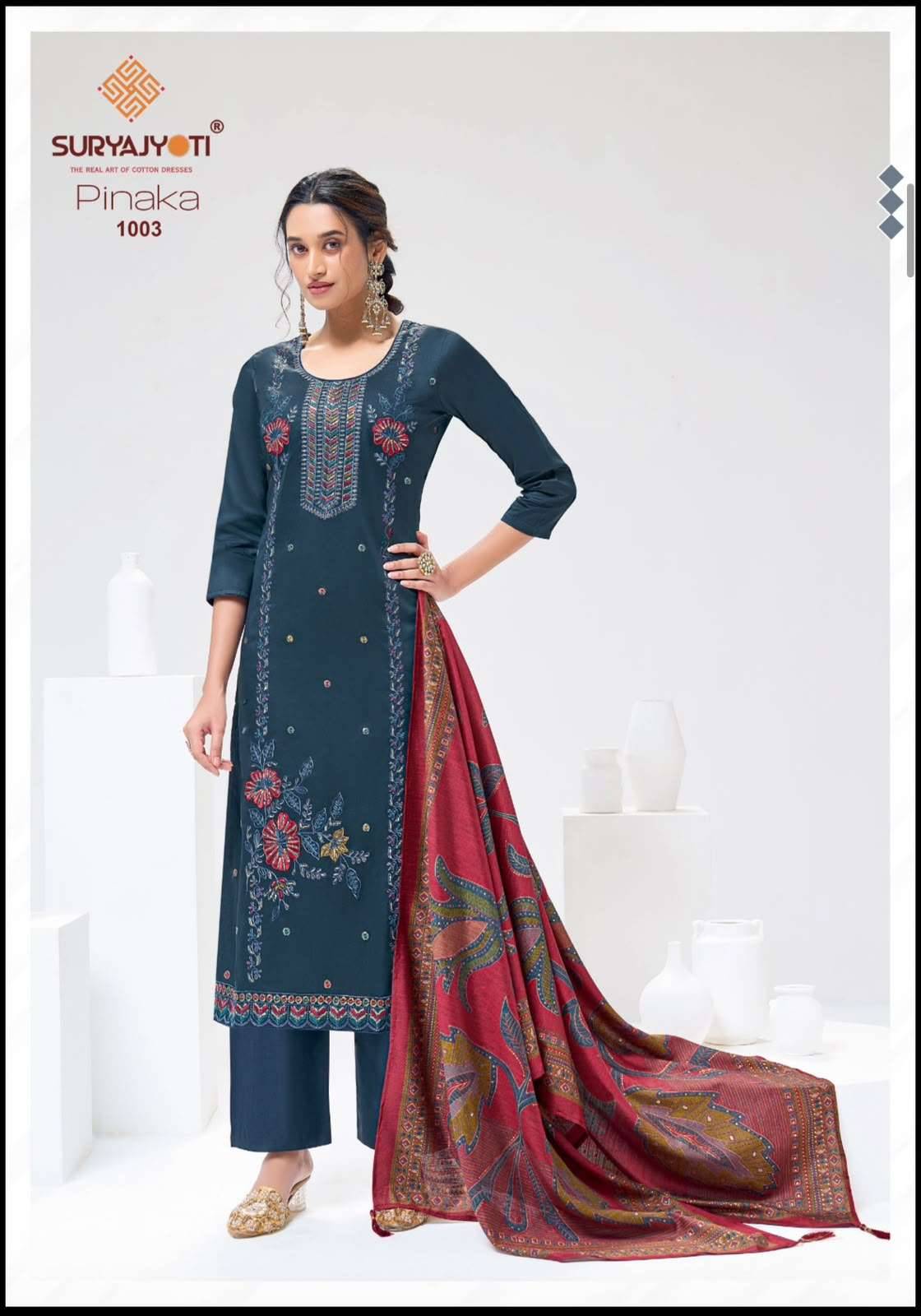 Suryajyoti Pinaka Vol 1 Heavy Zam Satin Dress Material 6 Pcs Catalog