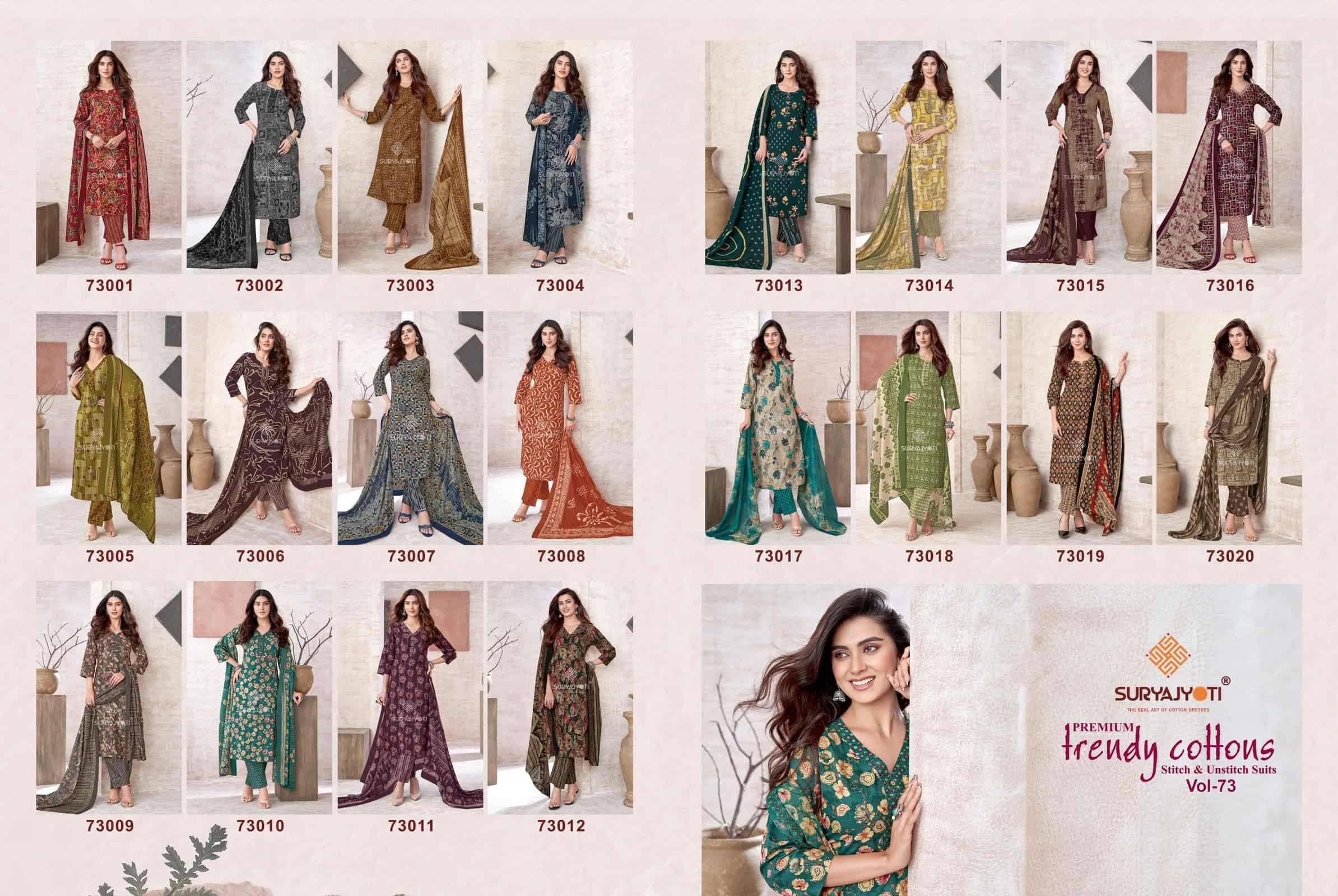 Suryajyoti Trendy Cotton Vol 73 Cotton Salwar Suit 20 Pcs Catalog