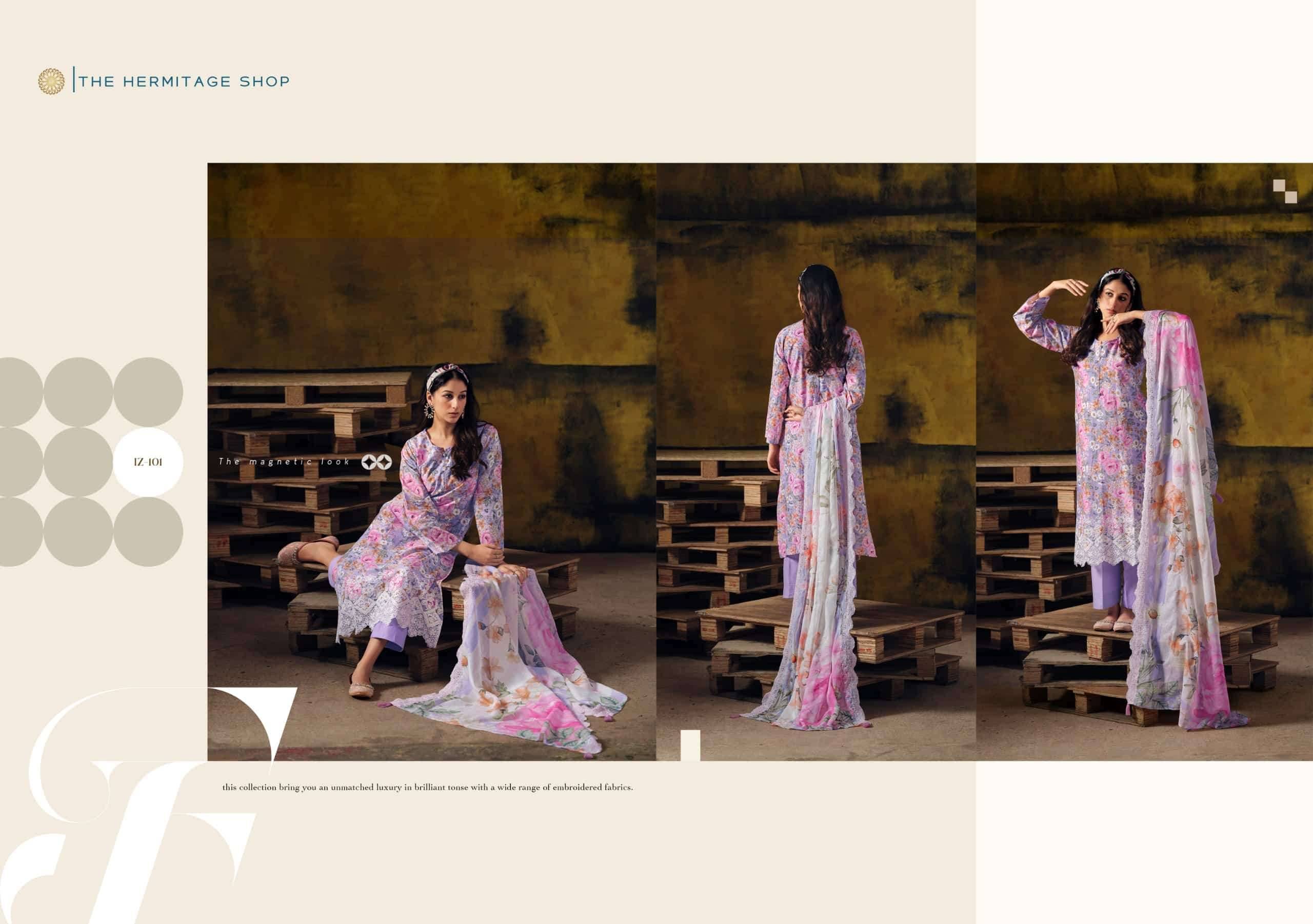 The Hermitage Iznik Vol 3 Cotton Pakistani Dress Material 4 Pcs Catalog