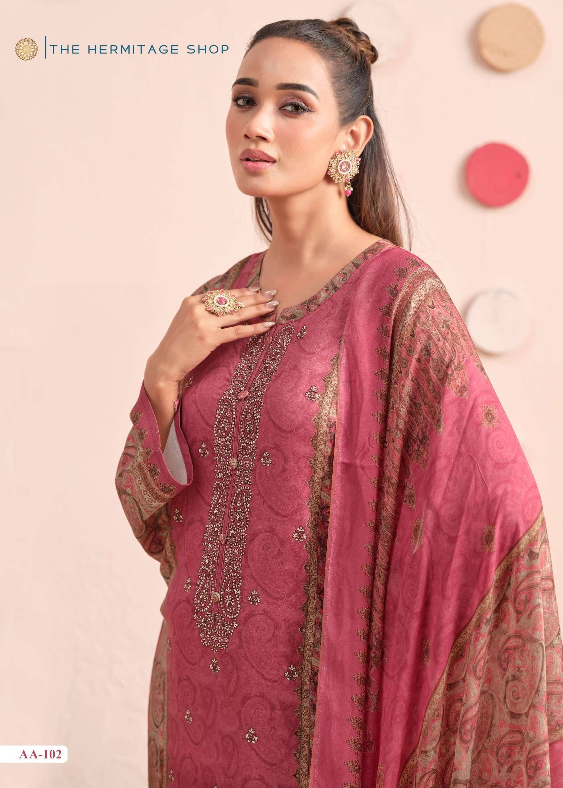 The Hermitage Shop Aaranya Vol 6 Digital Printed Satin Suit 4 Pcs Catalog