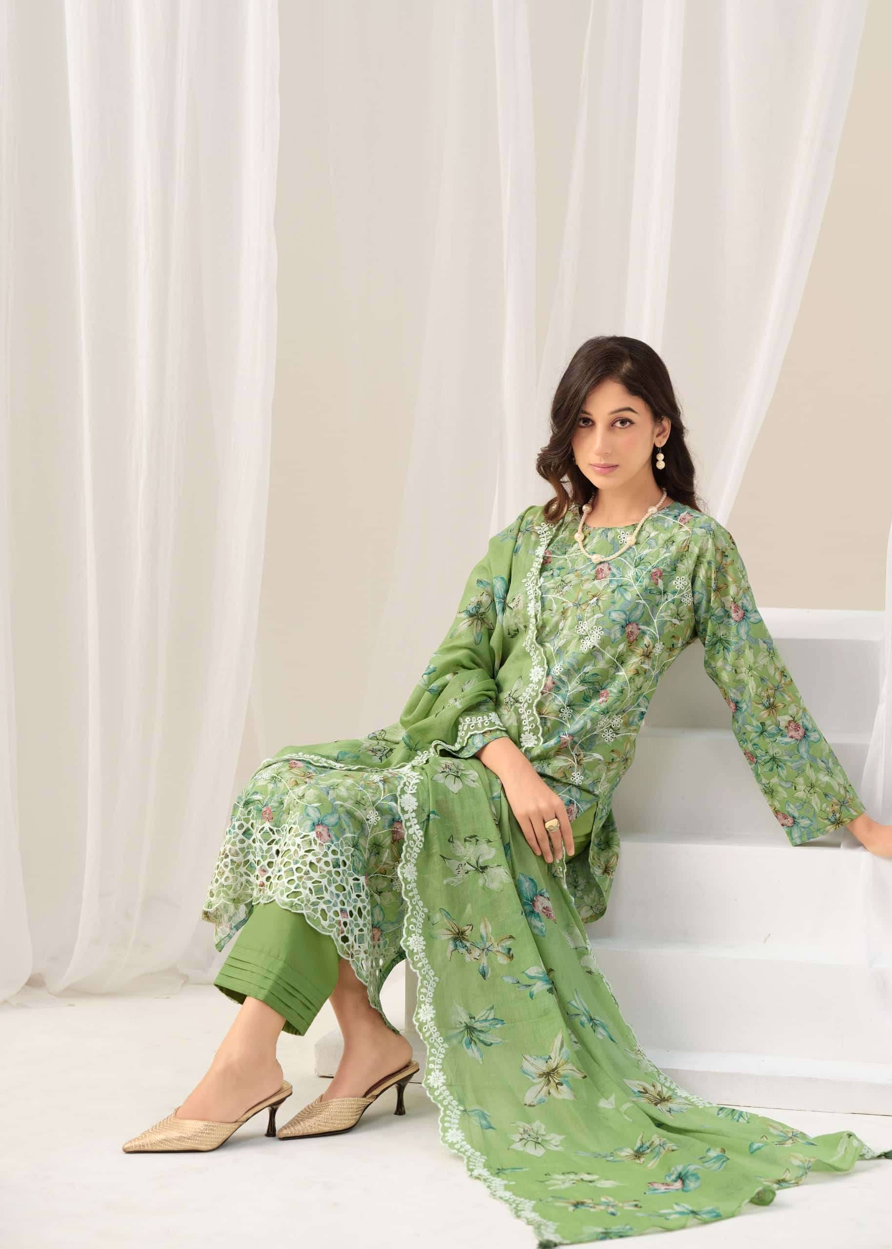 The Hermitage Shop Simroon Lawn Cotton Dress Material 4 Pcs Catalog 