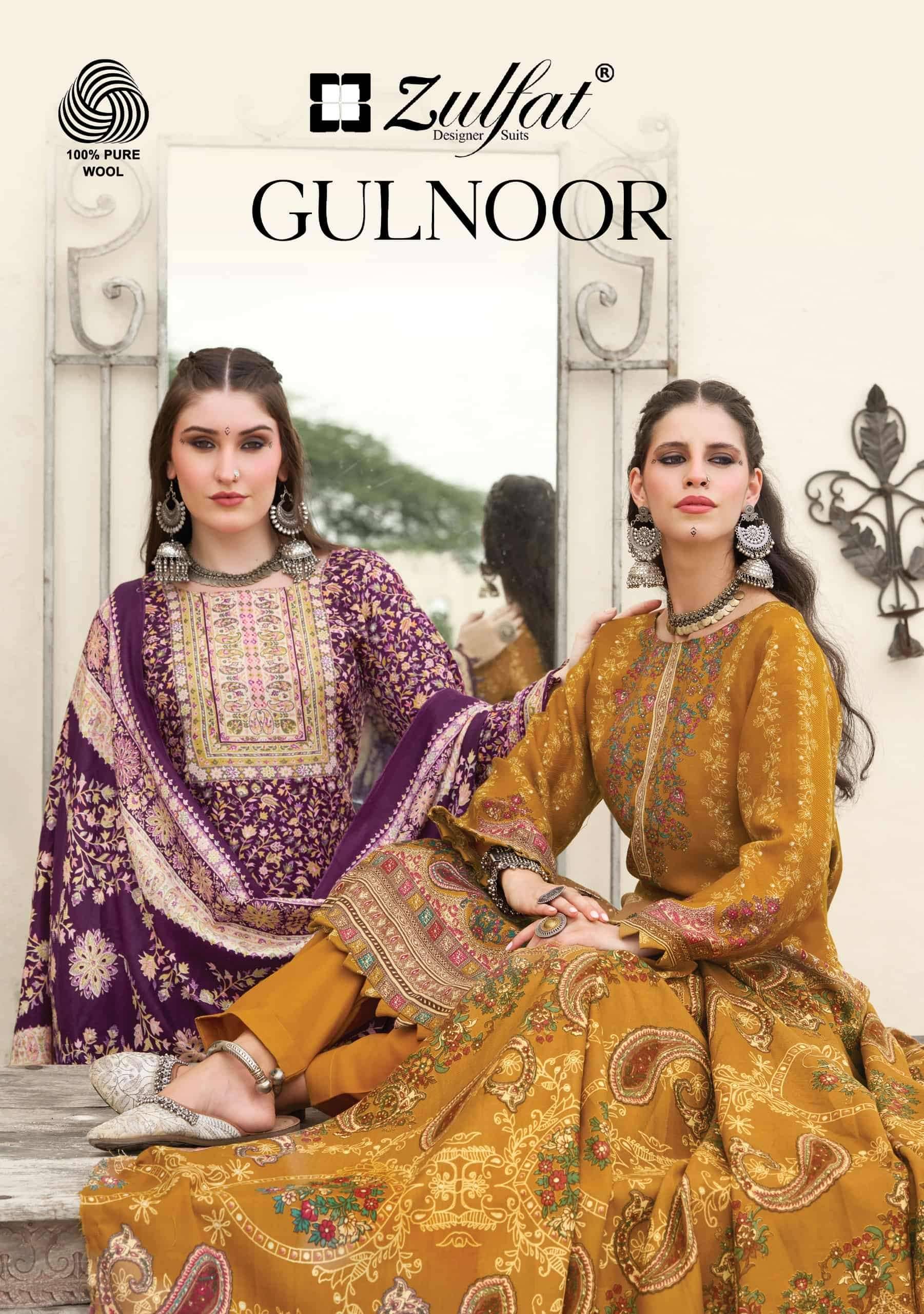 Zulfat Designer Gulnoor Pure Woolen Pashmina Suits 6 Pcs Catalog