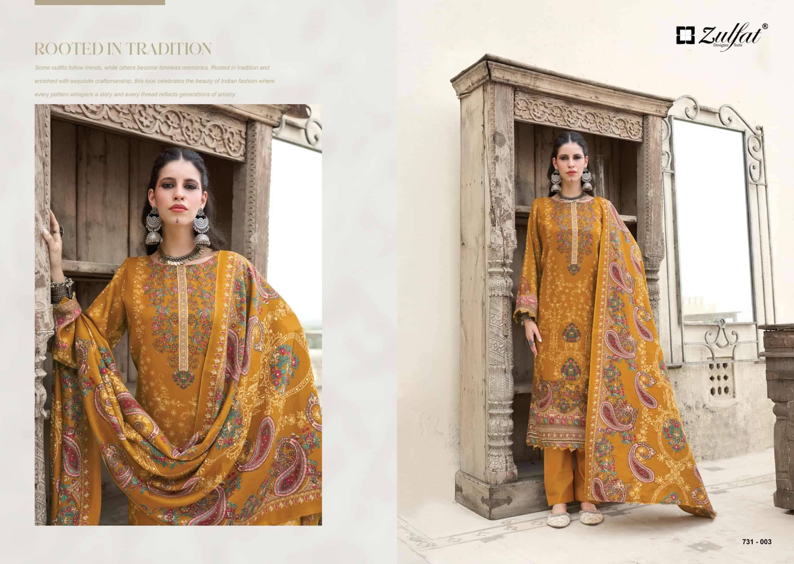 Zulfat Designer Gulnoor Pure Woolen Pashmina Suits 6 Pcs Catalog