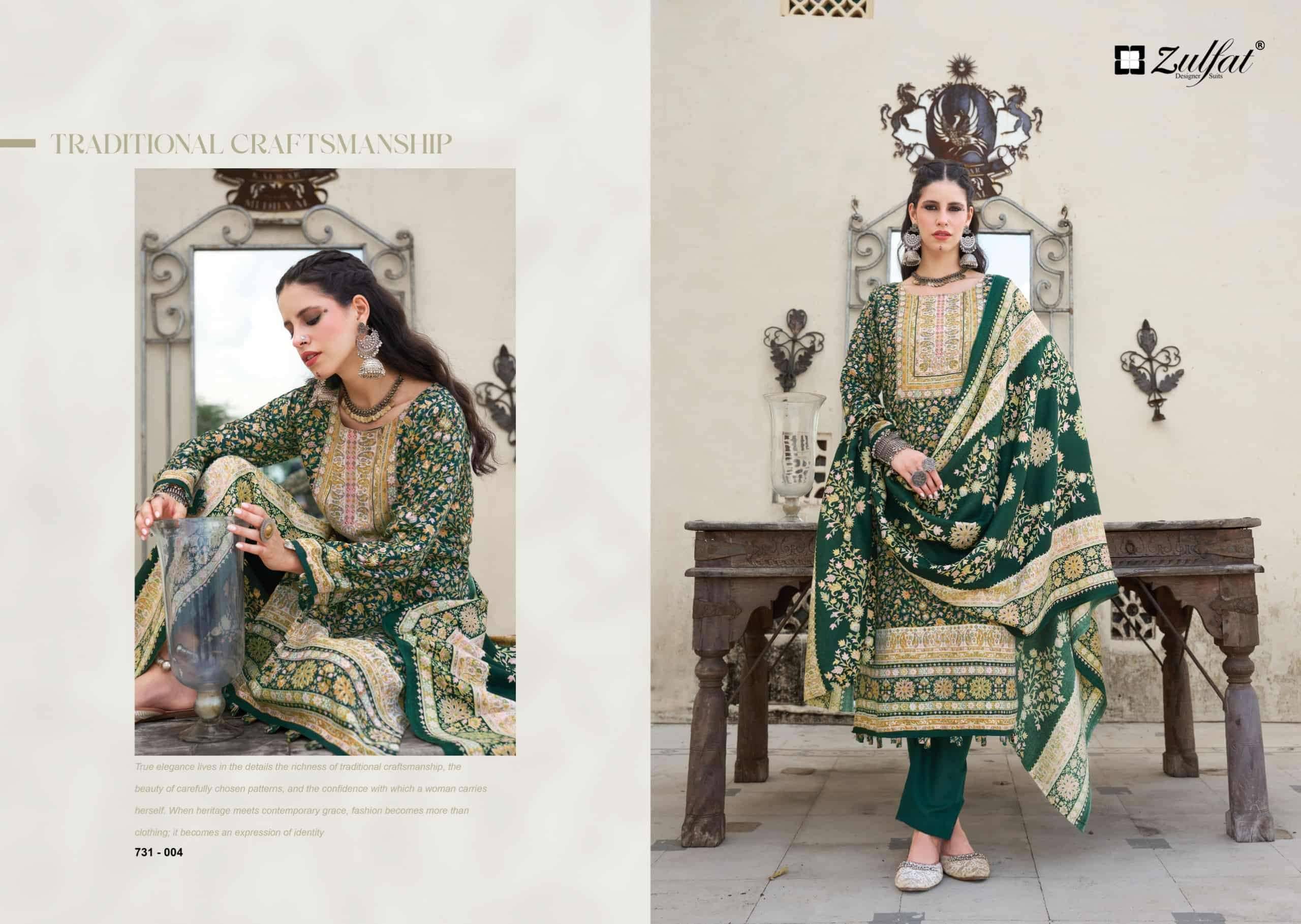 Zulfat Designer Gulnoor Pure Woolen Pashmina Suits 6 Pcs Catalog