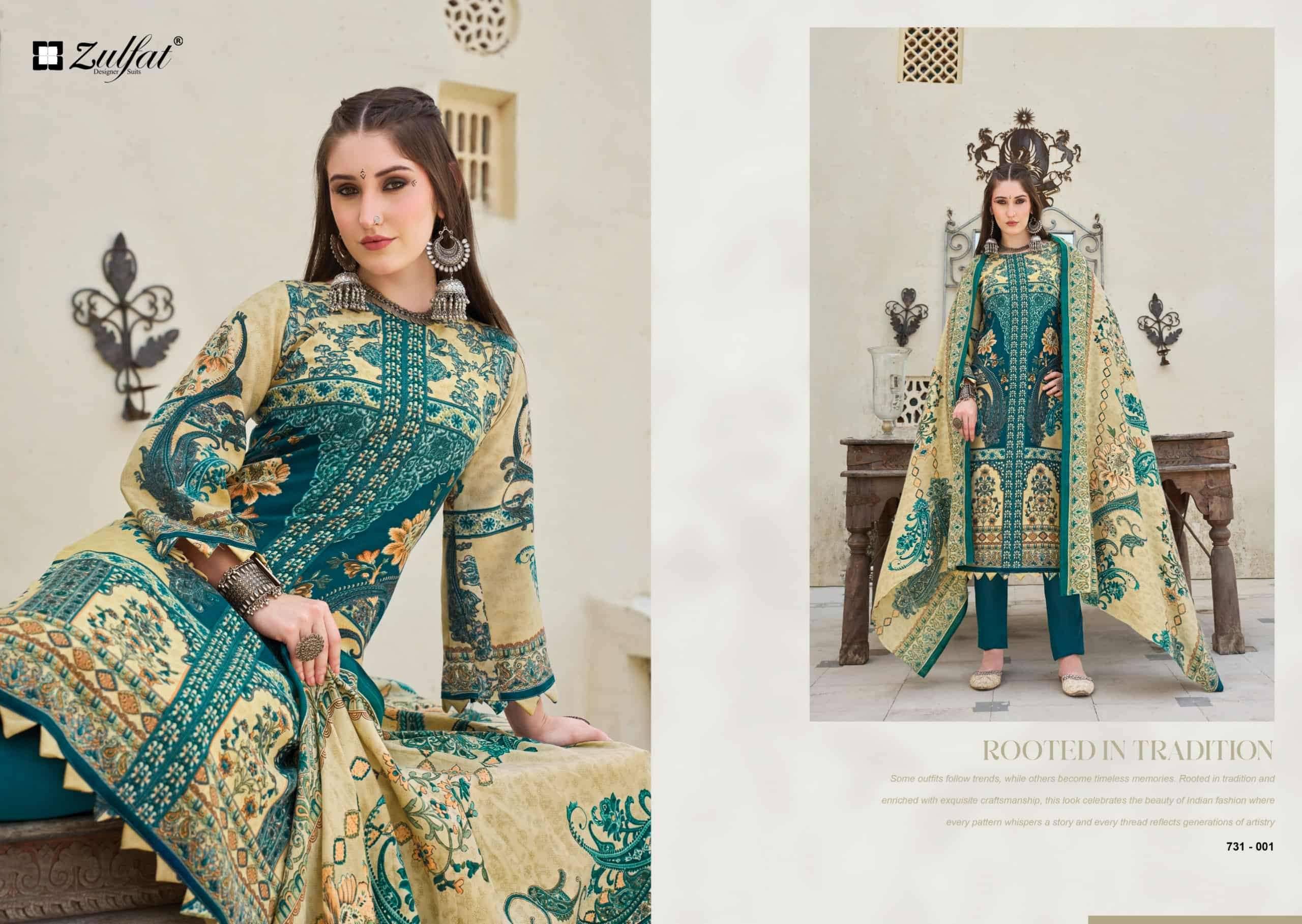 Zulfat Designer Gulnoor Pure Woolen Pashmina Suits 6 Pcs Catalog
