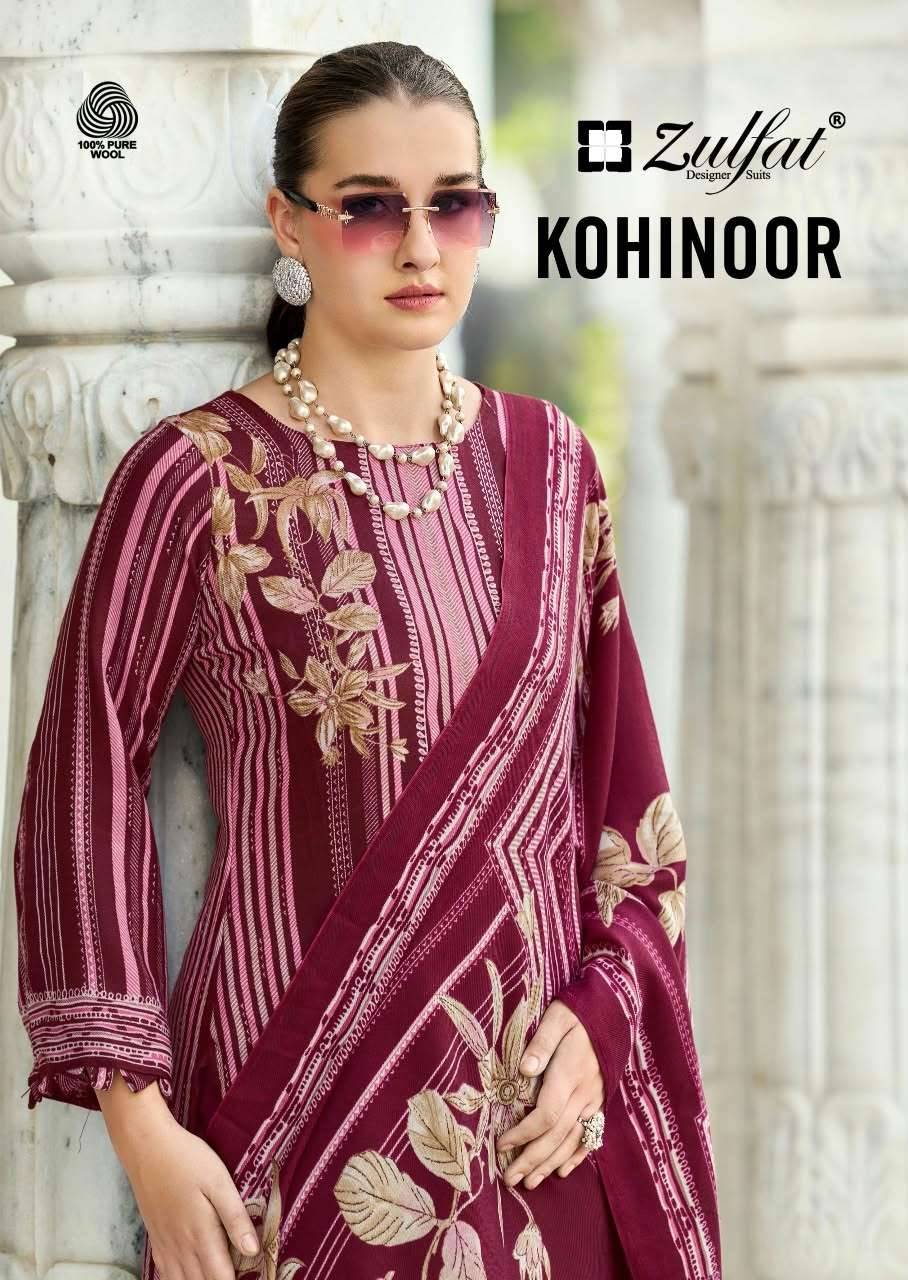 Zulfat Designer Kohinoor Pure Woolen Pashmina Suits 6 Pcs Catalog