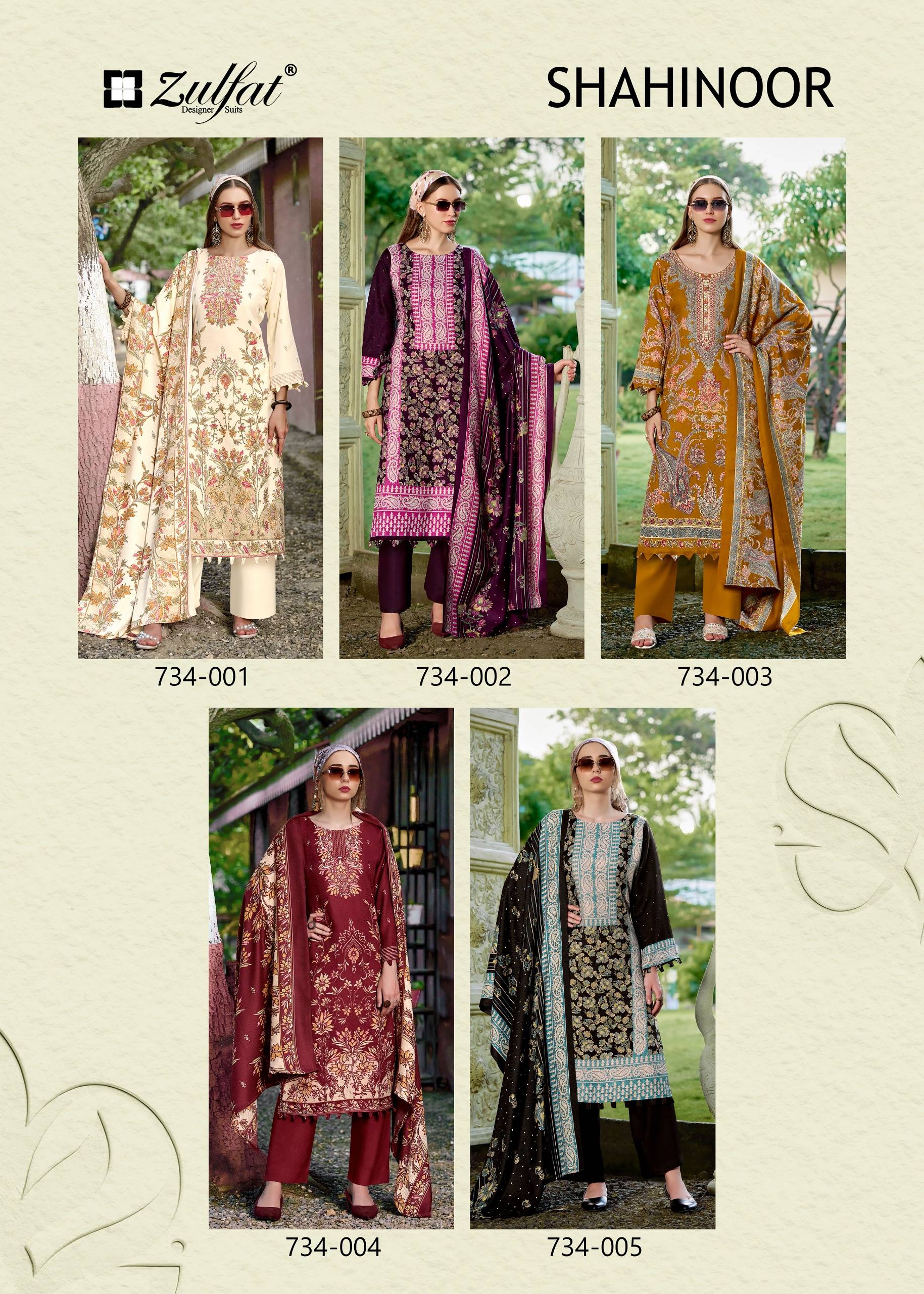Zulfat Designer Shahinoor Pure Woollen Winter Dress Material 5 Pcs Catalog